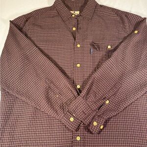 Woolrich Men’s XL Micro Plaid Button Down Shirt Dark Mulberry Modal Blend